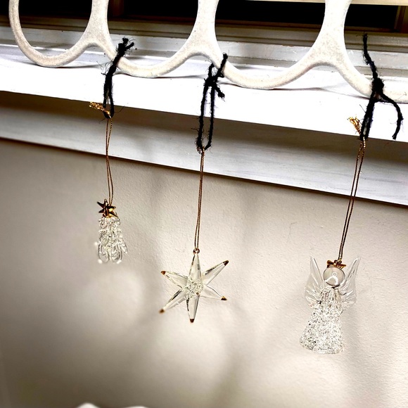 Set of 3 Crystal Glass Christmas Ornaments, Vantage, in box - Picture 11 of 15